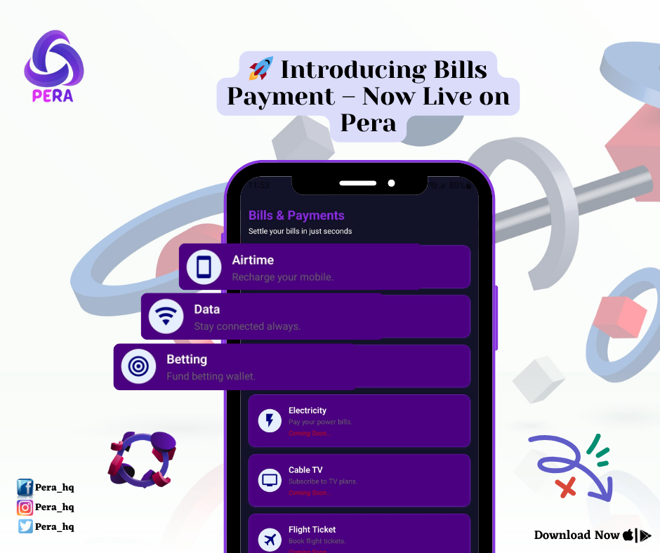 Introducing Bills Payment on Pera: Seamless Payments at Your Fingertips